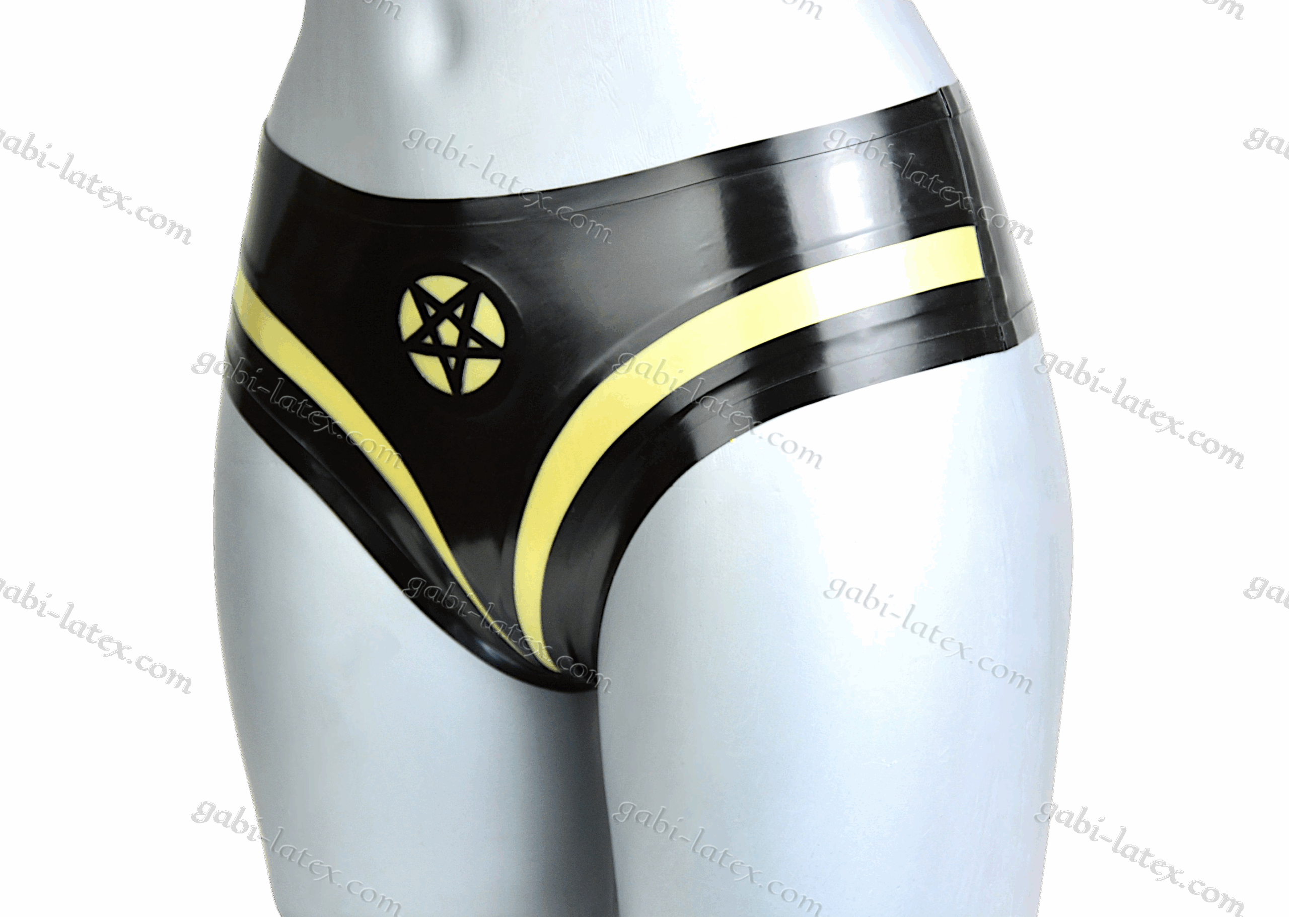 Black Latex Panties with Pentagram – Gothic Fetish, Sexy Latex