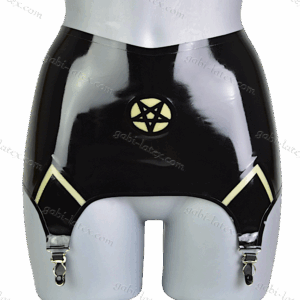 Black latex garter belt with a pentagram – gothic lingerie