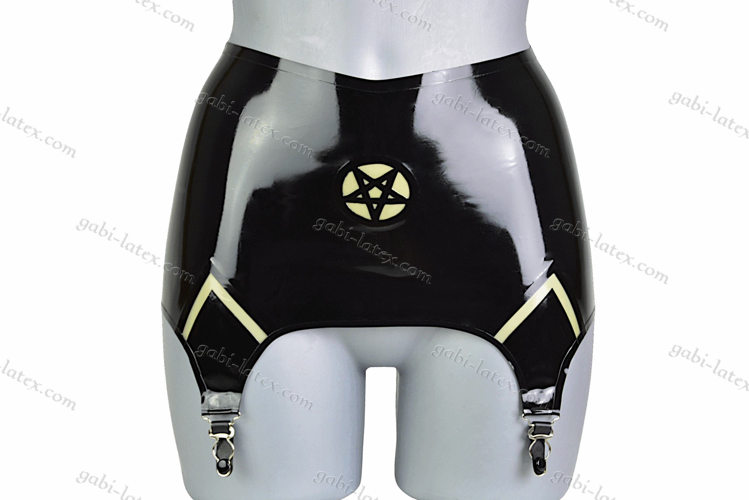 Black latex garter belt with a pentagram – gothic lingerie