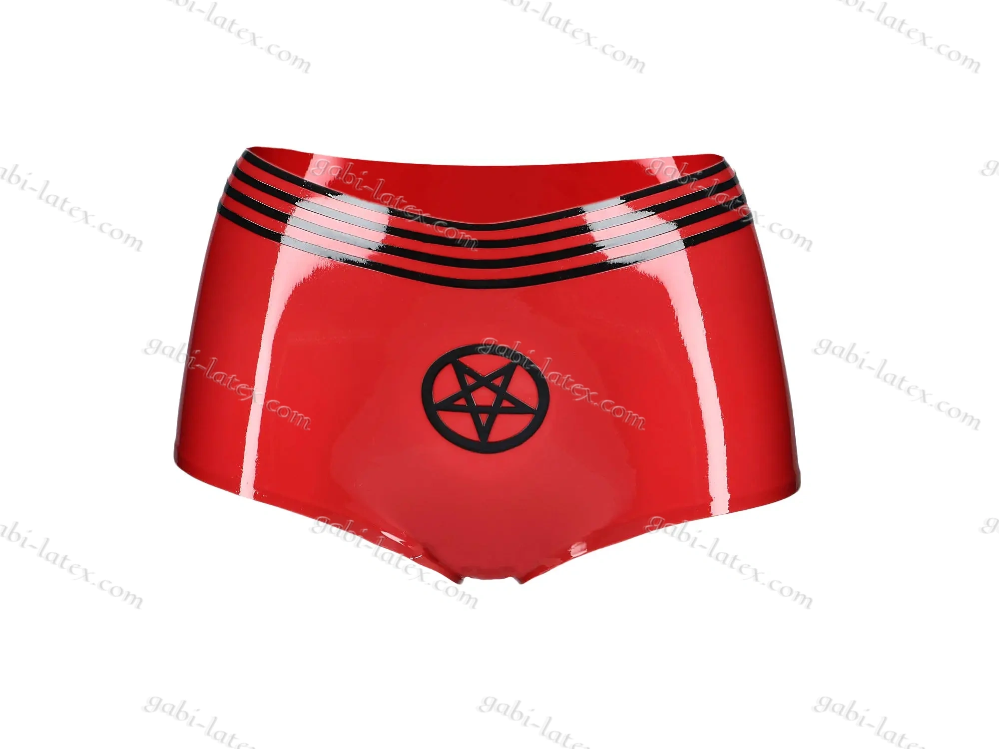 Latex red high-waisted panties with pentagram – fetish gothic lingerie