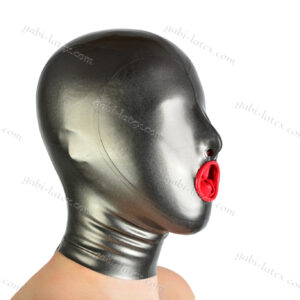 Latex Rubber BDSM Mask with Condom