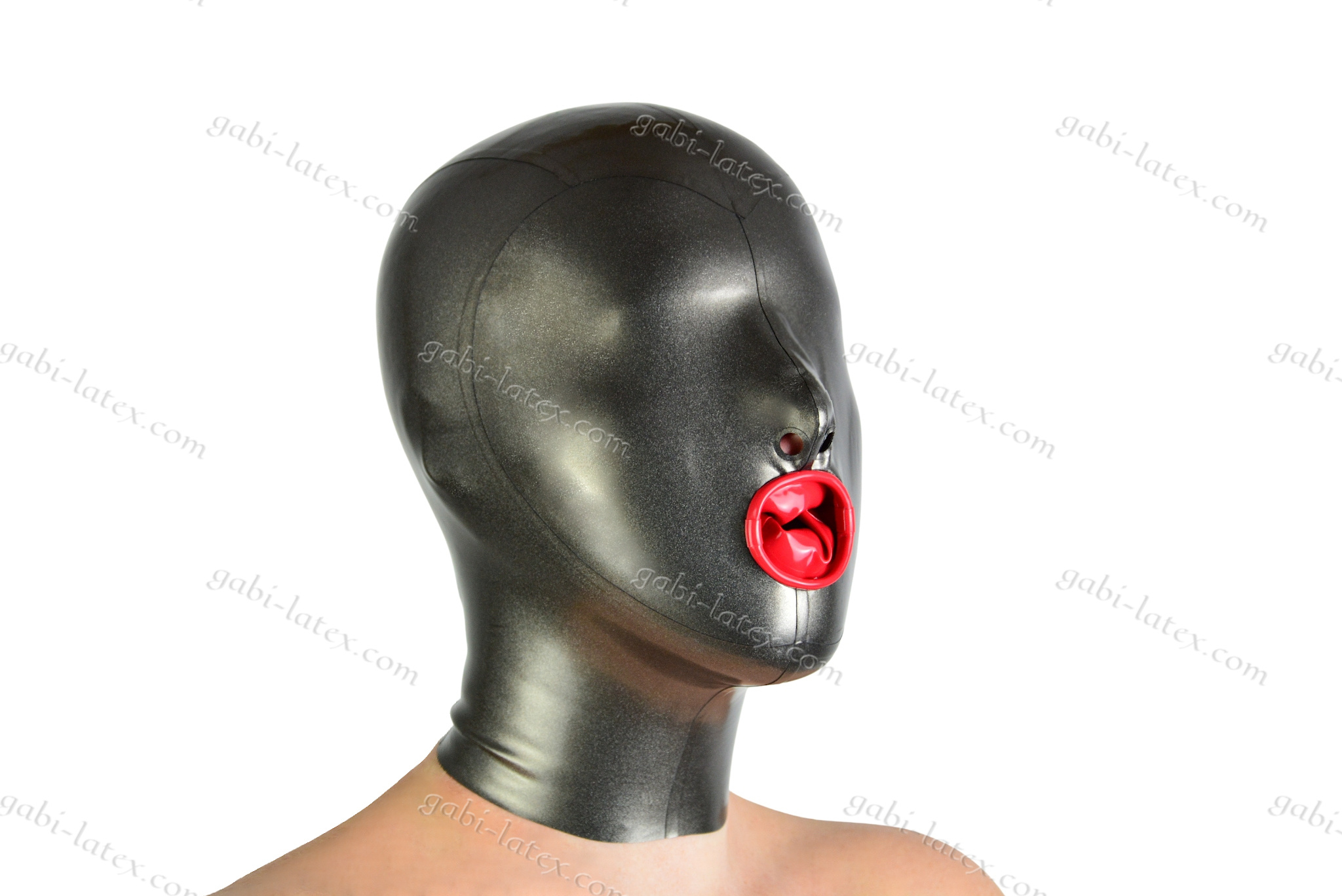 Latex Rubber BDSM Mask with Condom