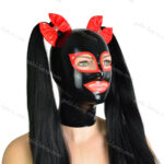 Latex Hood with tubes and magnetic hair